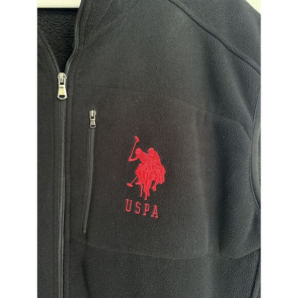 USPA Polo Fleece Vest Black Big & Tall 2XL Full Zip Polyester Great Condition - Picture 2 of 11